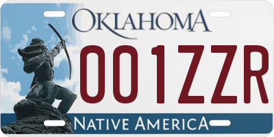 OK license plate 001ZZR