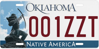 OK license plate 001ZZT