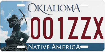 OK license plate 001ZZX