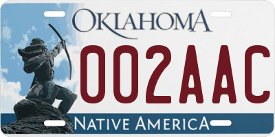 OK license plate 002AAC