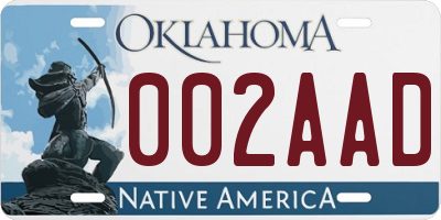 OK license plate 002AAD