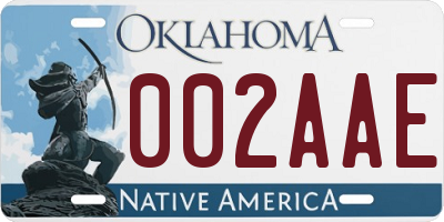 OK license plate 002AAE