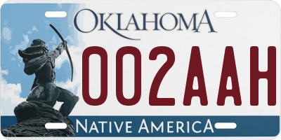 OK license plate 002AAH