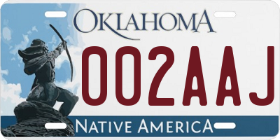 OK license plate 002AAJ