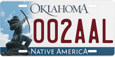 OK license plate 002AAL