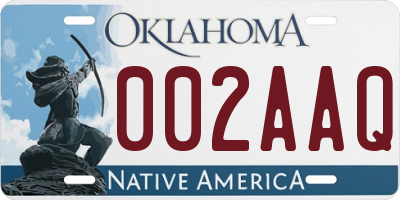 OK license plate 002AAQ