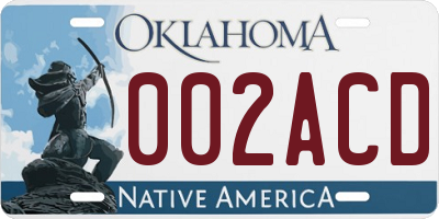 OK license plate 002ACD