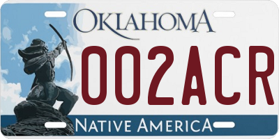 OK license plate 002ACR
