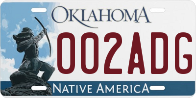 OK license plate 002ADG