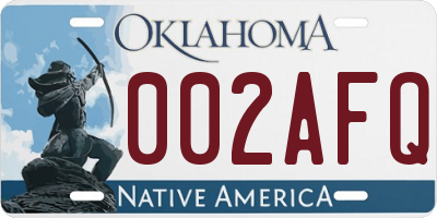 OK license plate 002AFQ