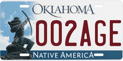 OK license plate 002AGE