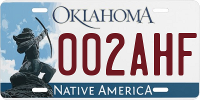 OK license plate 002AHF