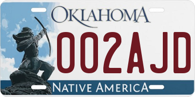 OK license plate 002AJD