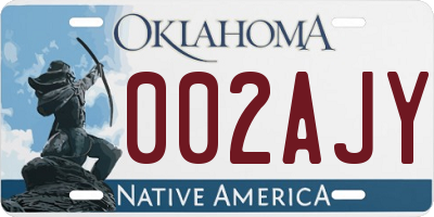 OK license plate 002AJY