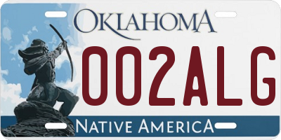 OK license plate 002ALG