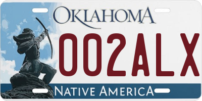 OK license plate 002ALX