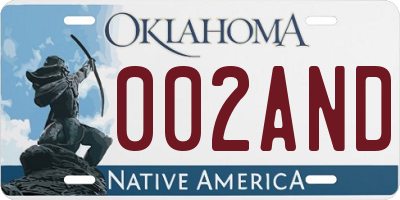 OK license plate 002AND