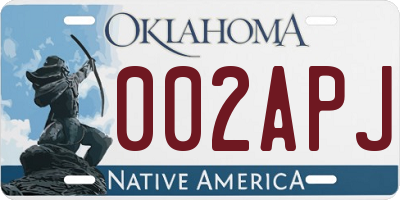 OK license plate 002APJ