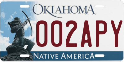OK license plate 002APY