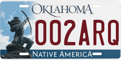 OK license plate 002ARQ