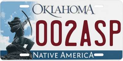 OK license plate 002ASP