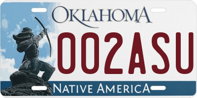 OK license plate 002ASU