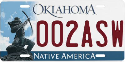 OK license plate 002ASW