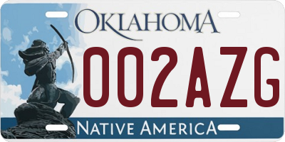 OK license plate 002AZG