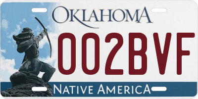 OK license plate 002BVF
