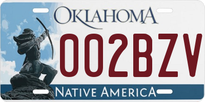 OK license plate 002BZV