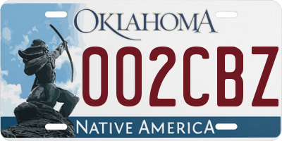OK license plate 002CBZ