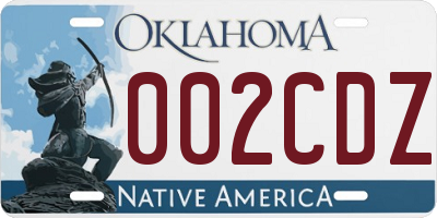 OK license plate 002CDZ