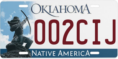 OK license plate 002CIJ