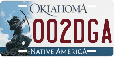 OK license plate 002DGA