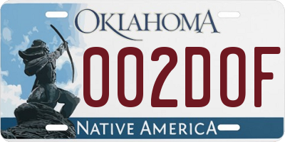 OK license plate 002DOF