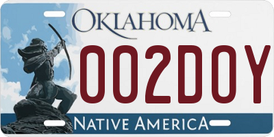 OK license plate 002DOY