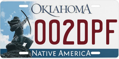OK license plate 002DPF
