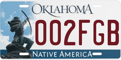 OK license plate 002FGB