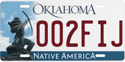 OK license plate 002FIJ