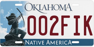 OK license plate 002FIK