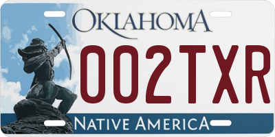 OK license plate 002TXR