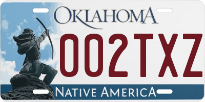 OK license plate 002TXZ