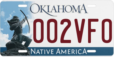 OK license plate 002VFO