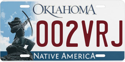 OK license plate 002VRJ