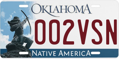 OK license plate 002VSN