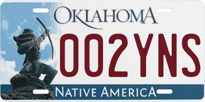 OK license plate 002YNS