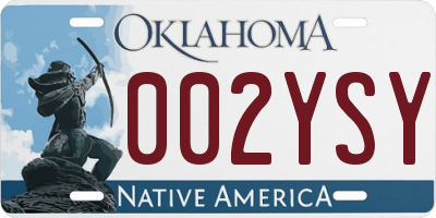 OK license plate 002YSY