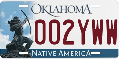 OK license plate 002YWW