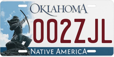 OK license plate 002ZJL