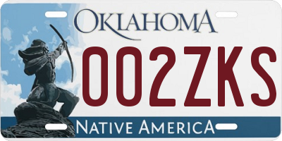 OK license plate 002ZKS